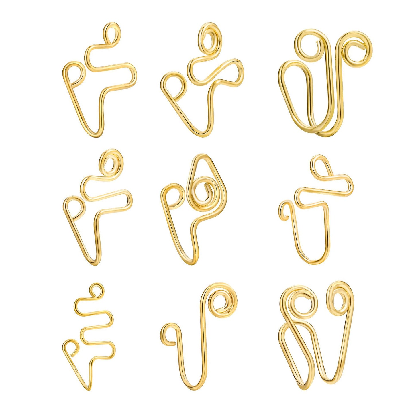 9-Piece U-Shaped Faux Nose Ring Set