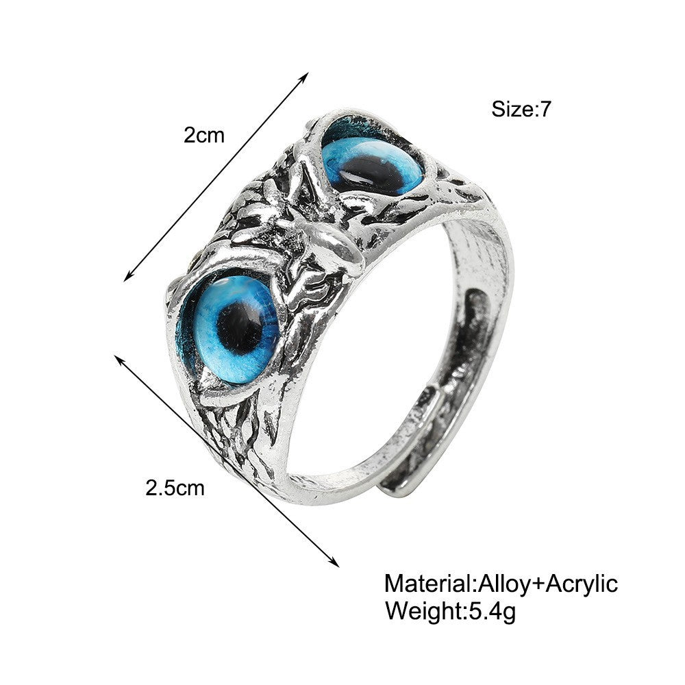 Vintage Blue Eye Owl Ring