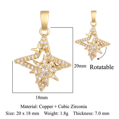 Rotatable gyro windmill copper zircon pendant.