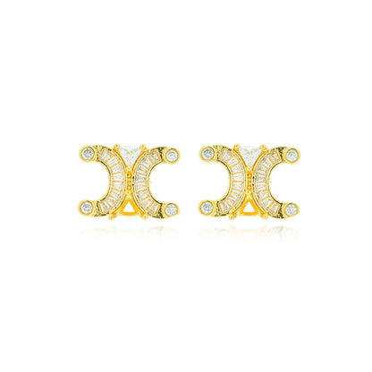 Chic Elegant Double C Arc Necklace Earrings Set