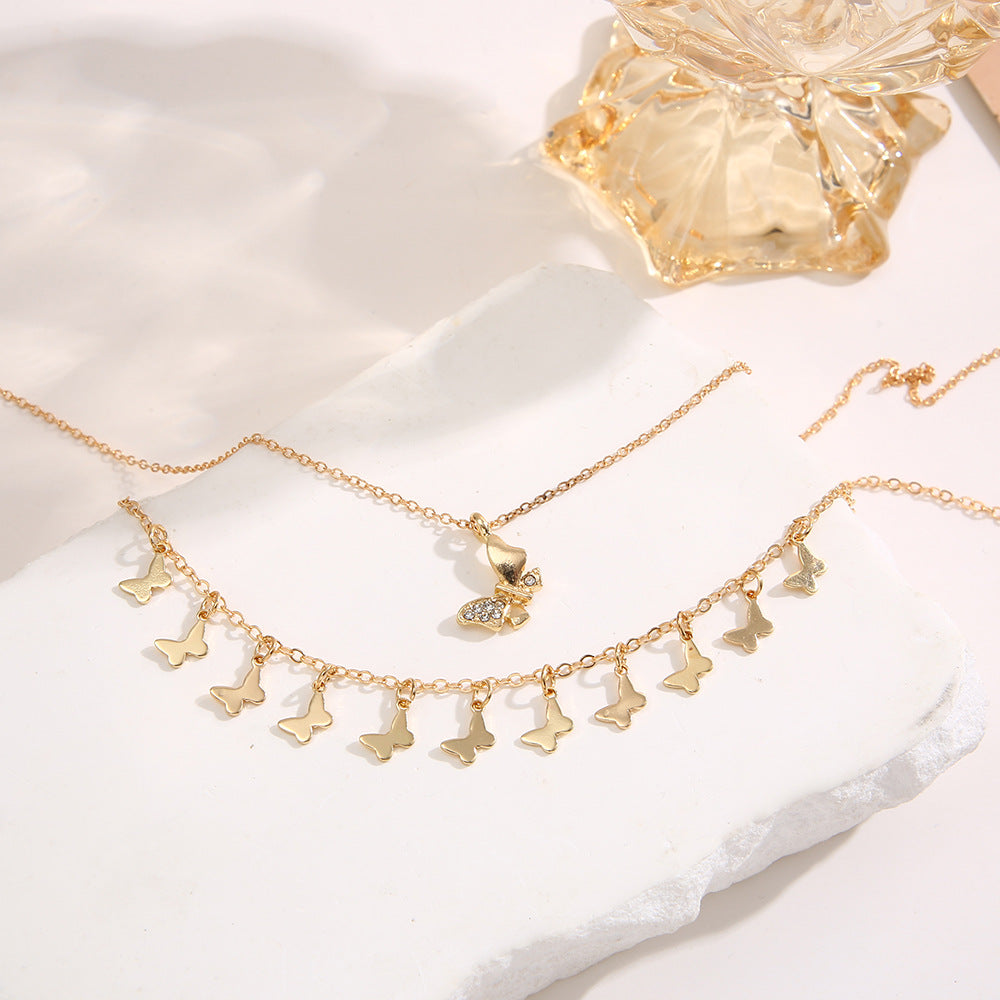 Collar doble de aleación de oro vintage 
