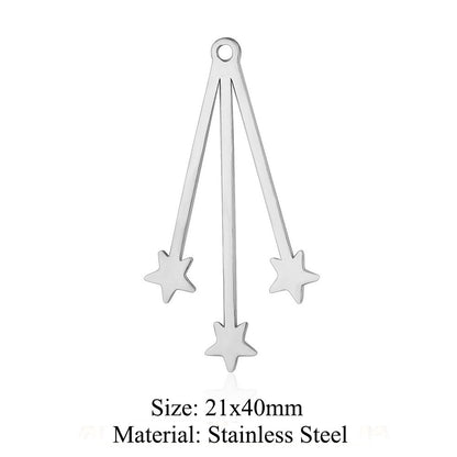 5 pcs/pack star moon titanium steel pendant planet DIY