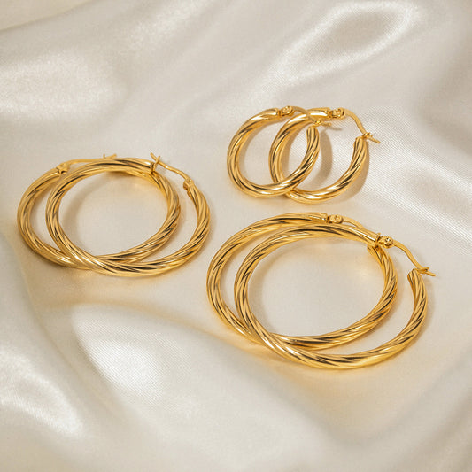 Pendientes de aro de acero titanio para mujer. 