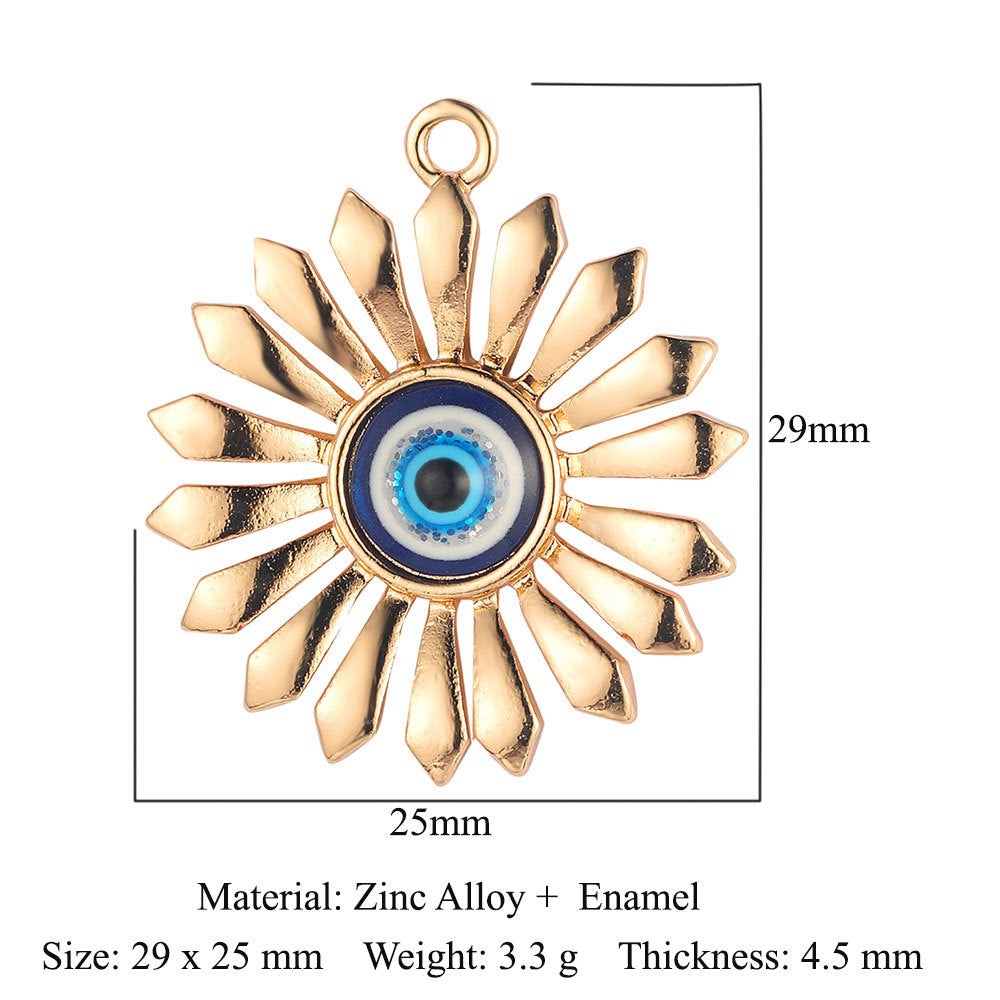 5 piezas/paquete, colgante de aleación con forma de cruz de ojo. 