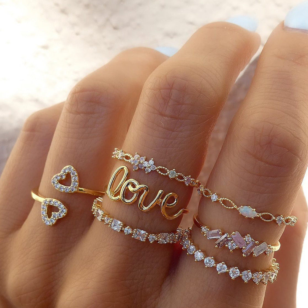 Star, Moon & Leaf Ring Set