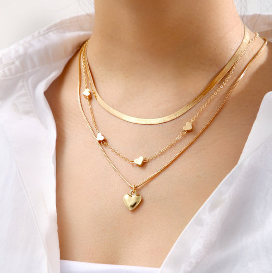Layered Snake Bone Love Necklace