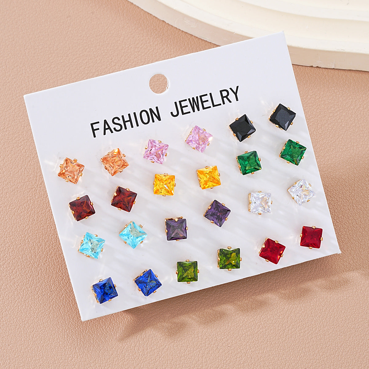 Colorful Zircon Stud Earring Set