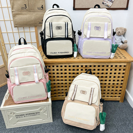 Mochila de viaje de color en contraste, mochila para estudiantes de 3 piezas 