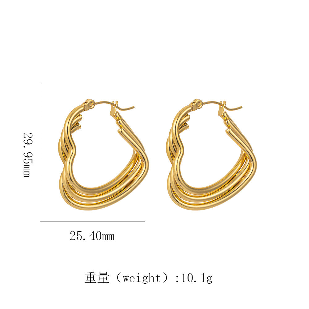 18K Gold Titanium Steel Twisted Spiral Earrings