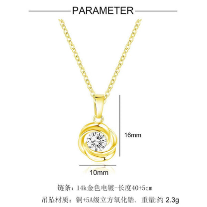 Venta caliente collar de circonita 5A con incrustaciones de cobre y oro de 14 quilates 