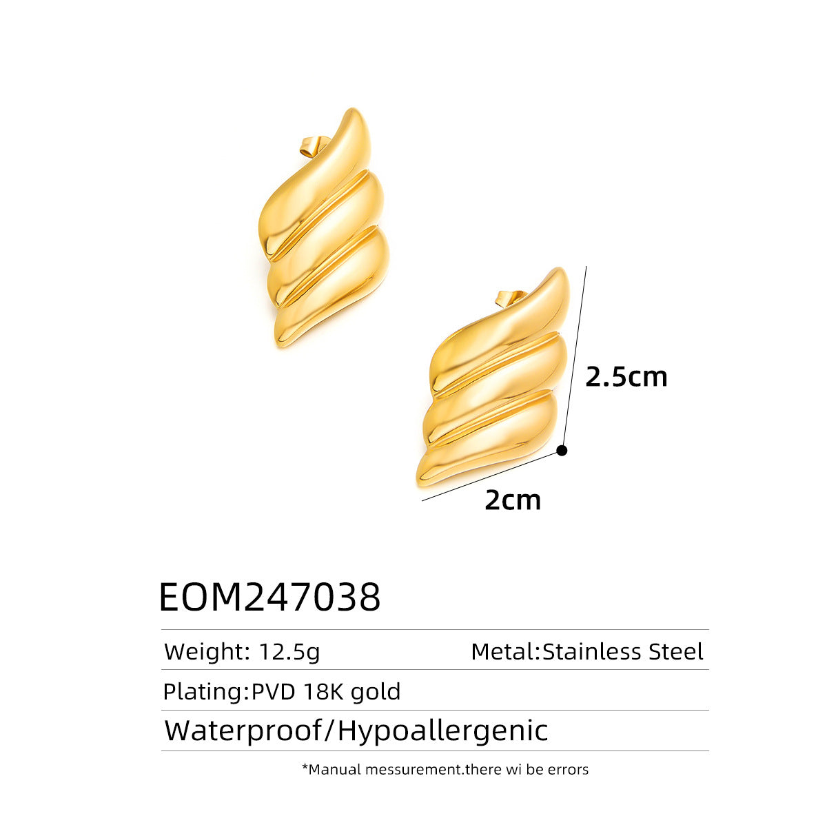 18K Gold Titanium Steel Hollow Geometric Statement Earrings