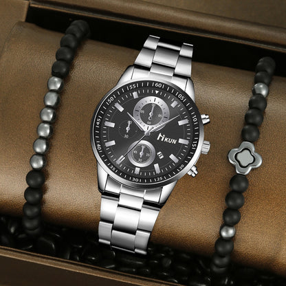 Trendy Beaded Men's Watch Set