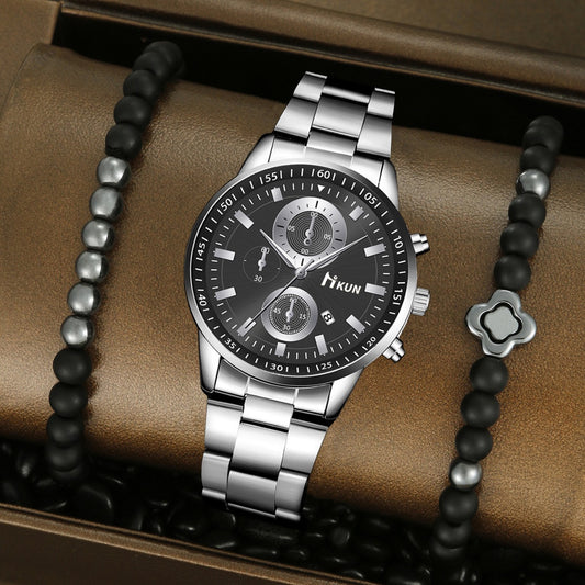 Trendy Beaded Men's Watch Set