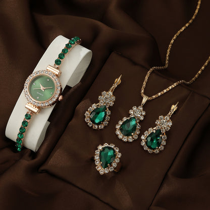 Bracelet Watch Peacock Water Drop Women's Jewelry Set