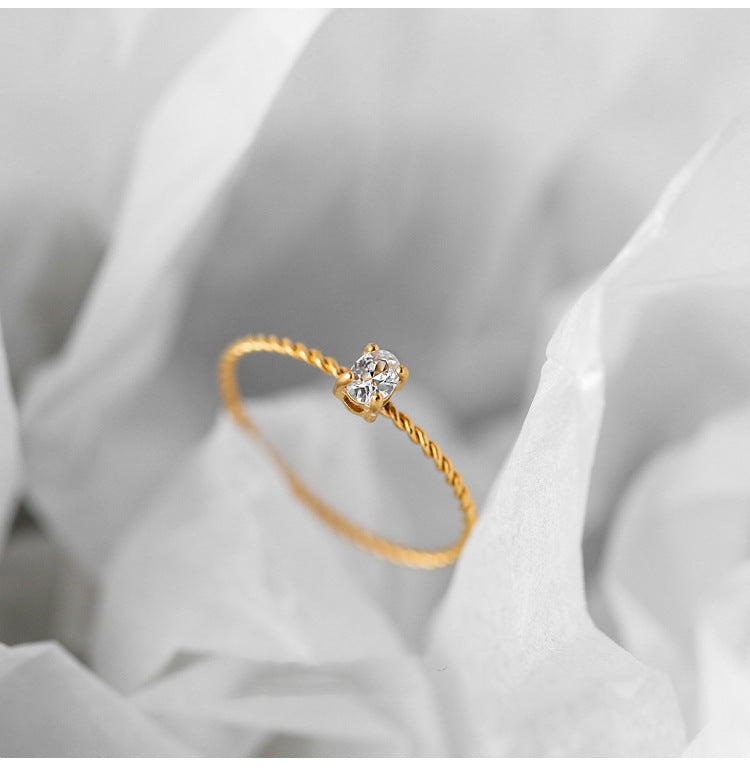 10 Micro-Diamond 18K Gold-Plated Titanium Steel Ring