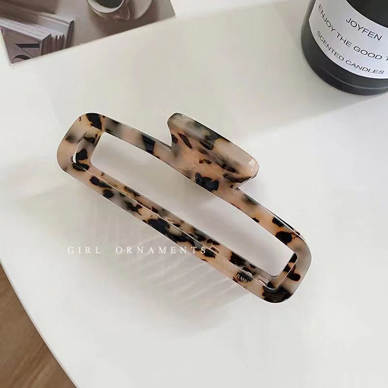 Leopard print hollowed out long short square hair grab