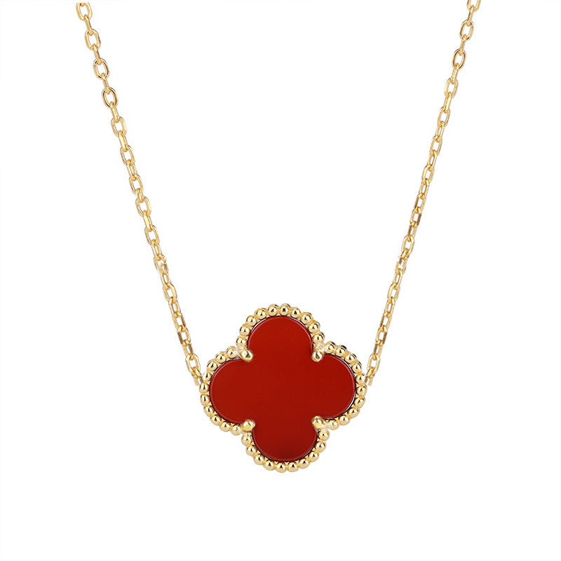 Four-Leaf Clover Gold-Plated Titanium Steel Jewelry Set (Necklace, Earrings, Bracelet)