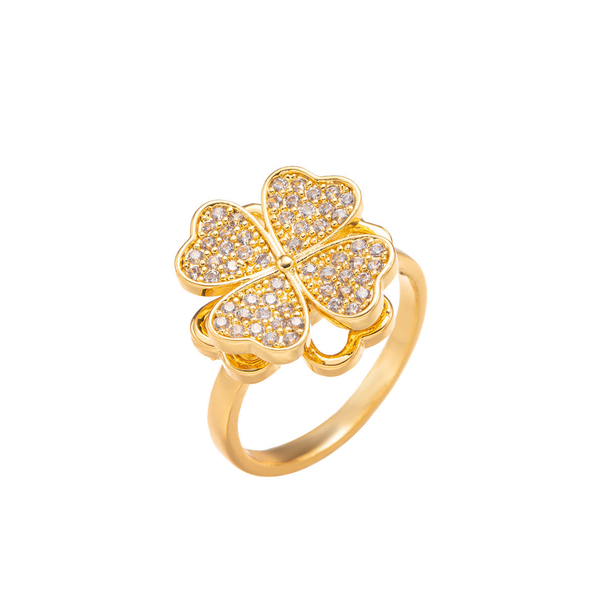 Four-leaf clover rotatable ring fashion
