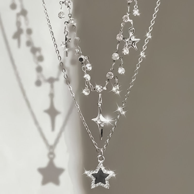 Star Fringe Layered Necklace Set