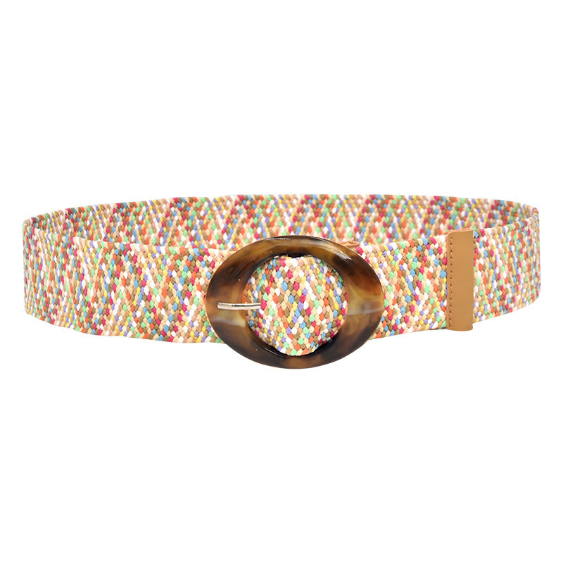 Ethnic style woven elastic belt