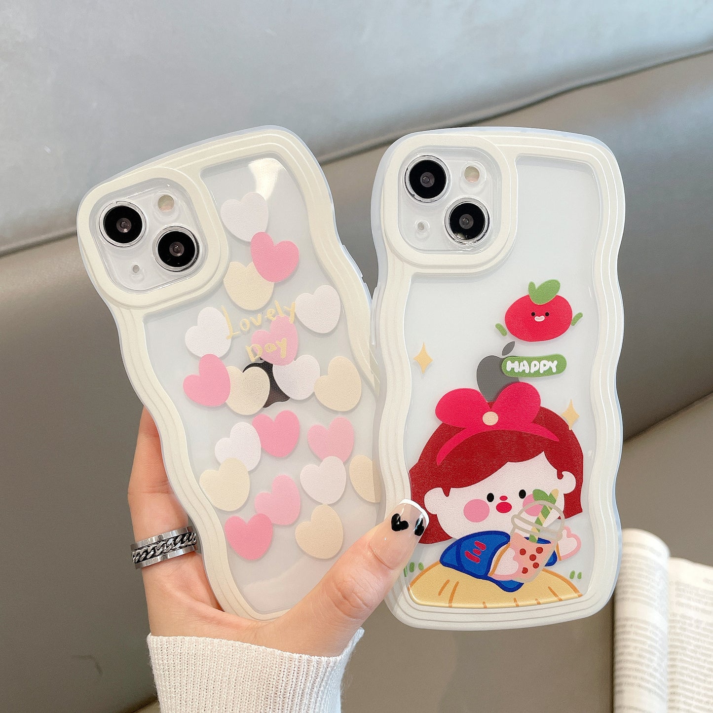 Apple 15 Pro Big Wave Clear Cute Cartoon iPhone 7P/11 Full Cover