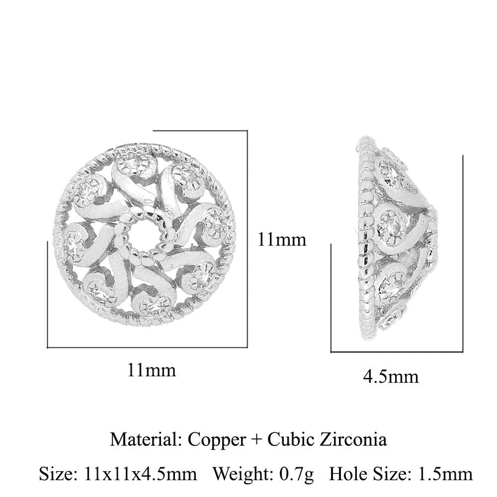 5 pcs/pack, snowflake lotus copper zircon bracelet beads.