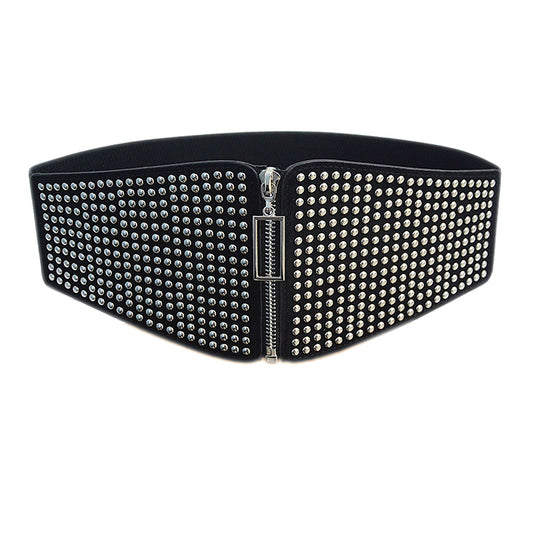 Punk style rivet flannel waist seal