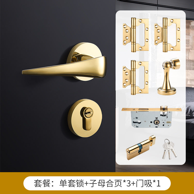Brass door lock gold silver lock