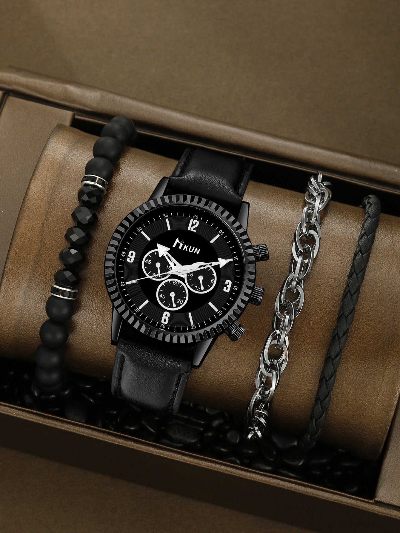 Sports Watch Beaded Bracelet Set