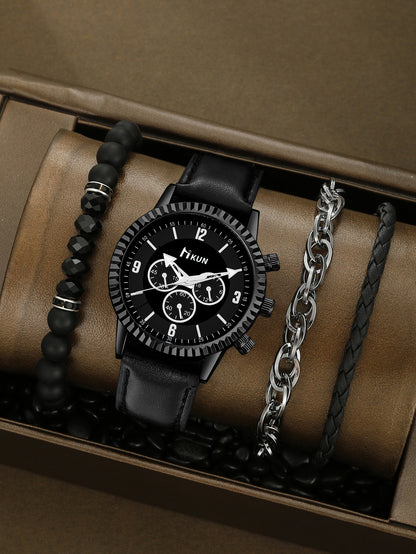 Sports Watch Beaded Bracelet Set