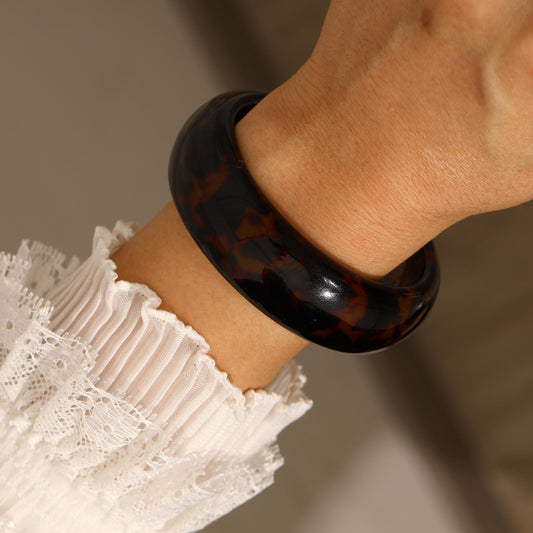 Leopard Print Resin Cuff Bracelet