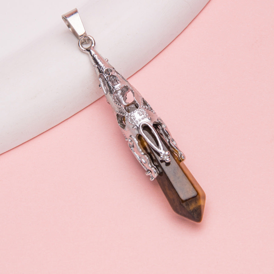 Crystal Agate Hexagonal Pyramid Pendulum Pendant