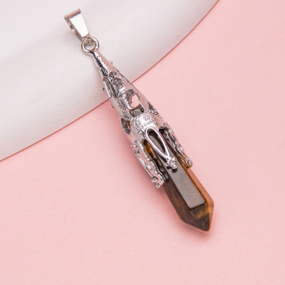 Crystal Agate Hexagonal Pyramid Pendulum Pendant