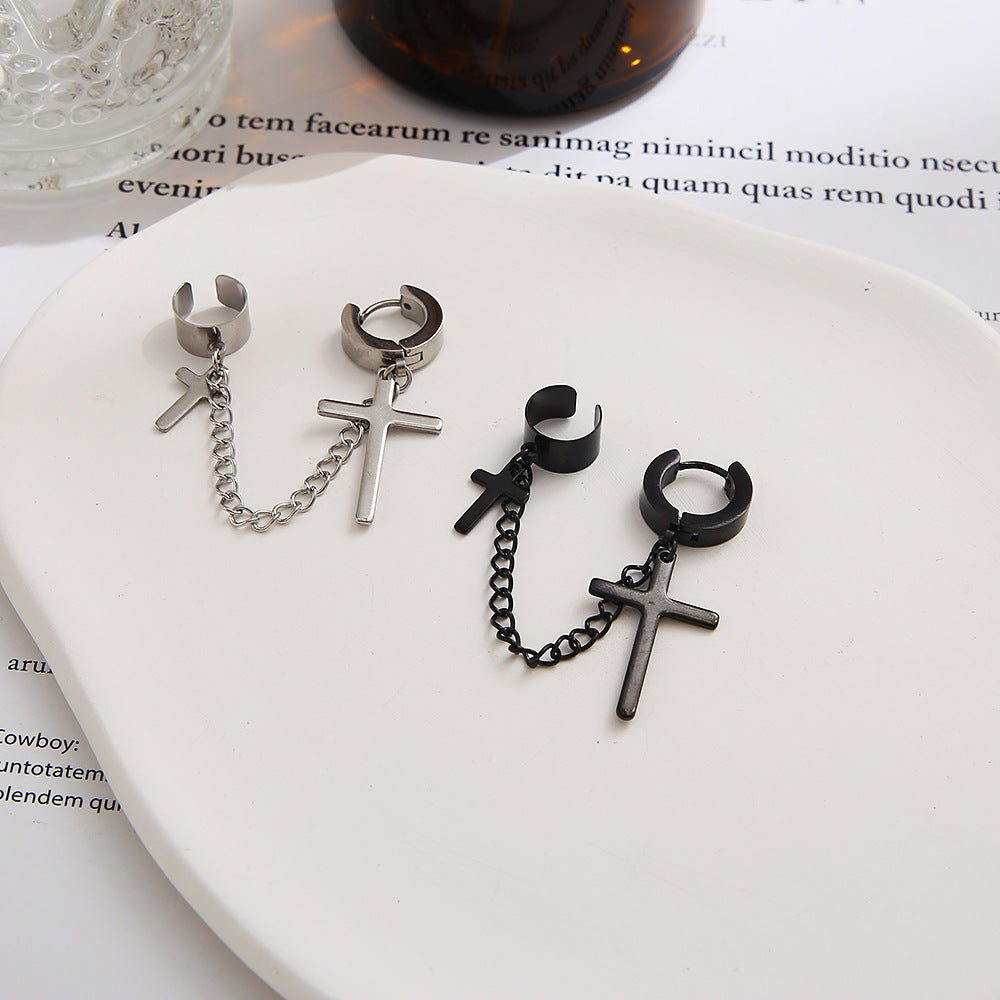 Pendientes estilo punk con forma de cruz en forma de C al por mayor 