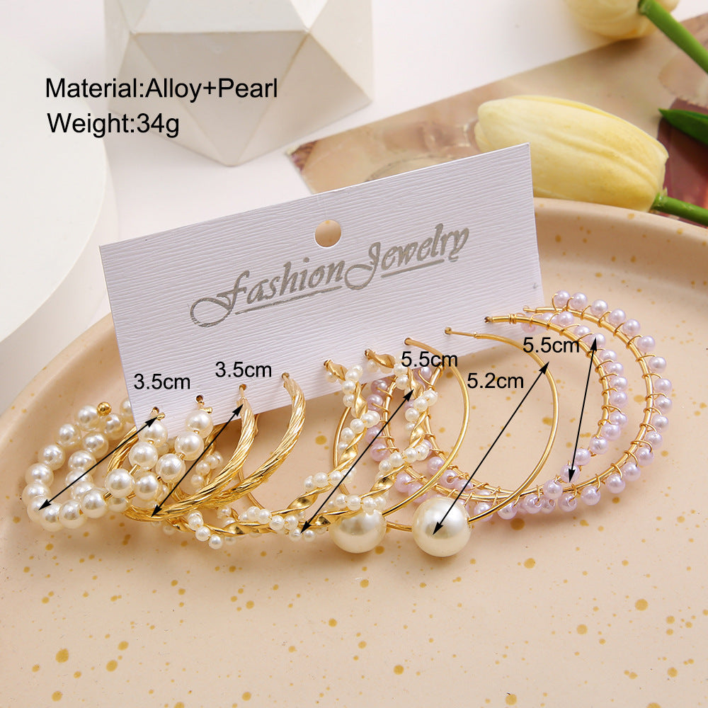 5-Piece Pearl & Wind Temperament Earring Set