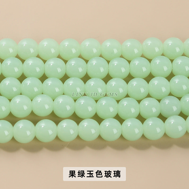 Color porcelain glass beads imitation jade round beads loose beads