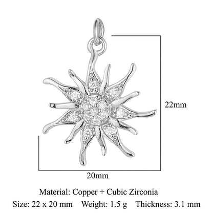 Colgante de cobre y circonita con forma de estrella y sol 