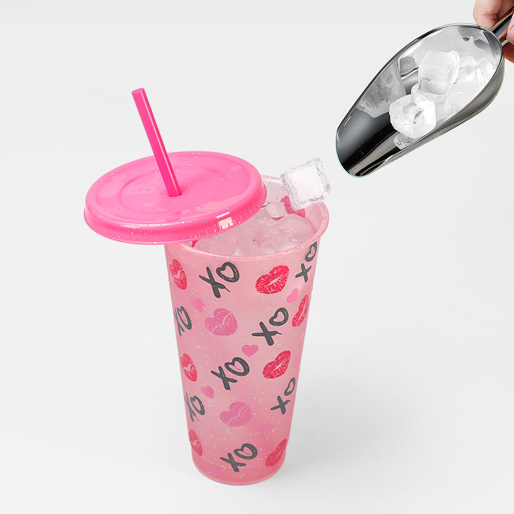 Valentine's Day new glitter color-changing cup