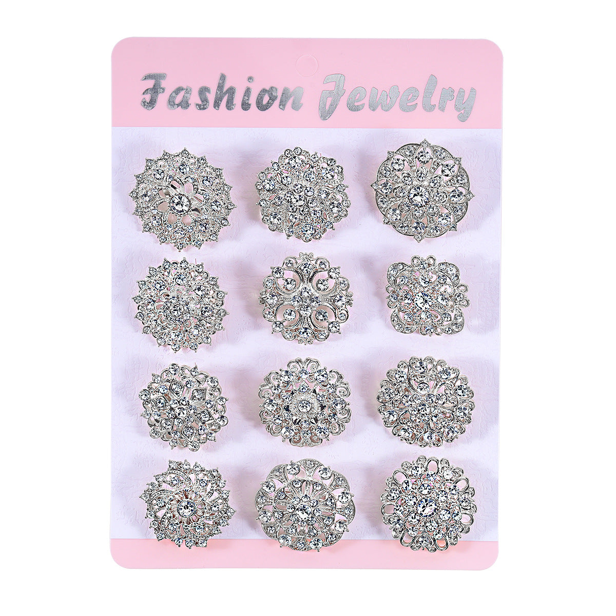 Rhinestone Card Brooch