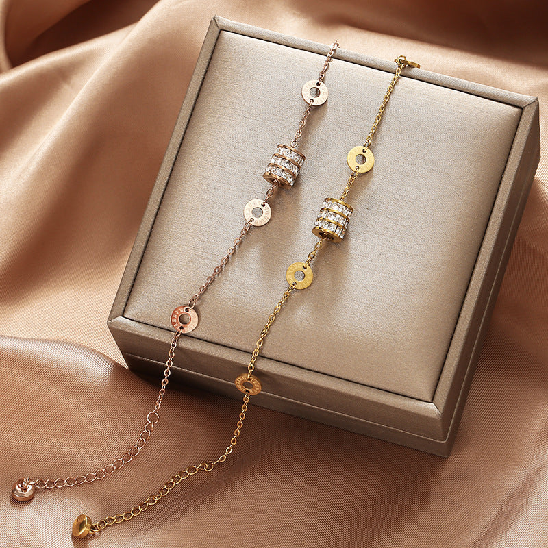 Women's Slim Titanium Steel Roman Numeral Bracelet