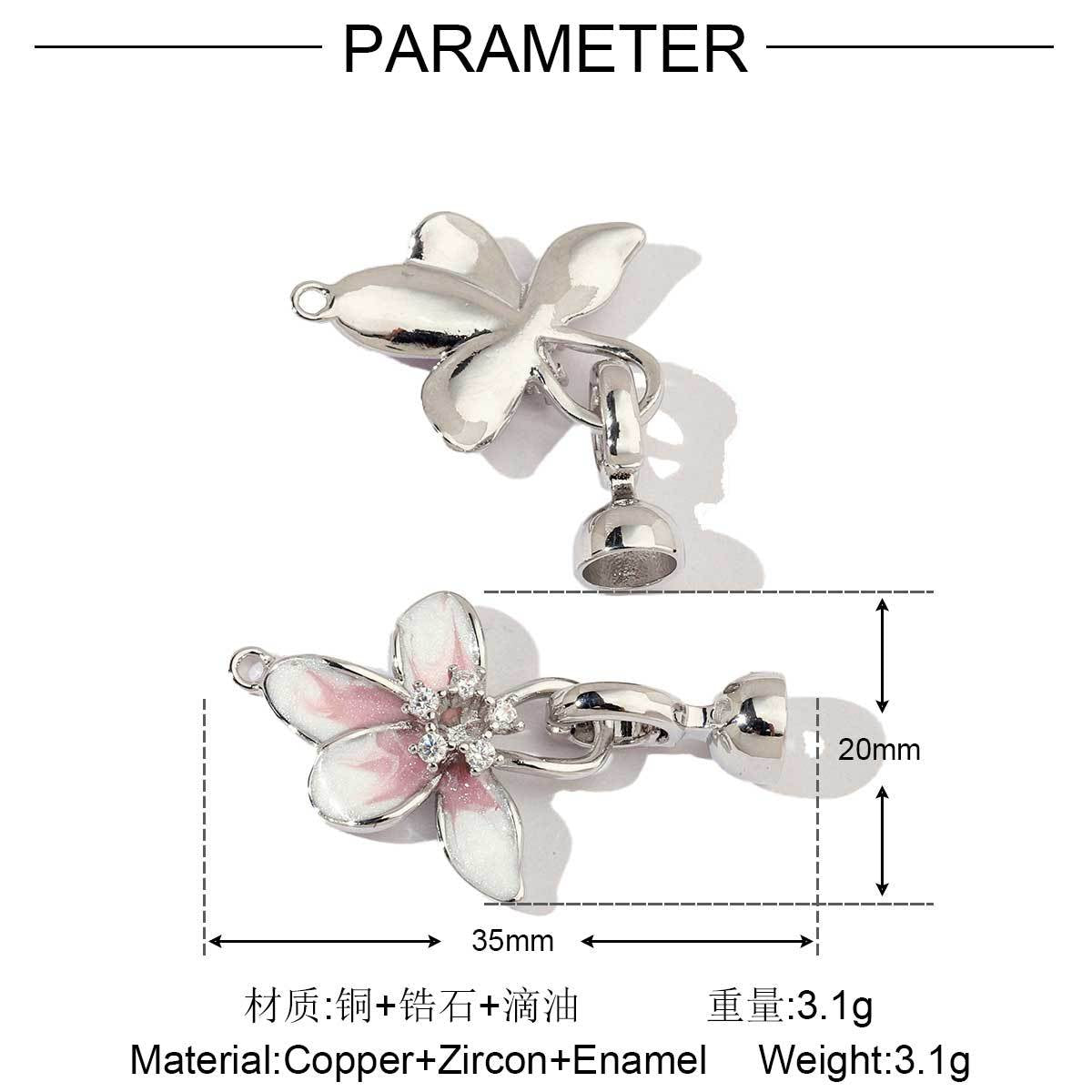 18K gold-coated colored flower copper zircon removable universal buckle