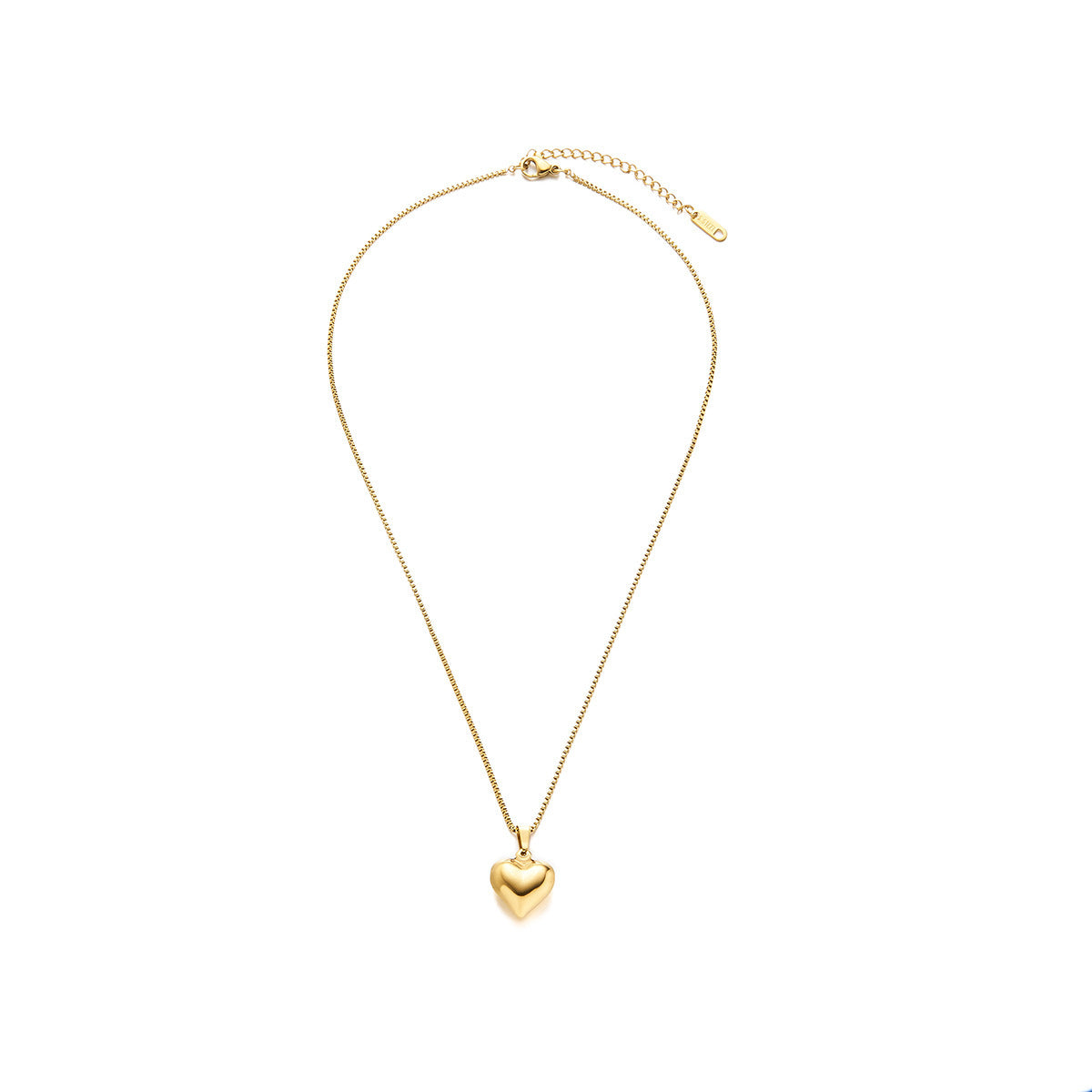 Women's Peach Heart Necklace & Earring Set — 18K Gold-Plated Box Chain