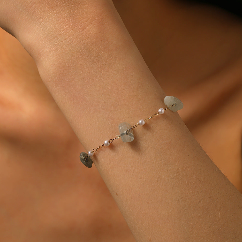 18K Gold Pearl Gravel Bracelet