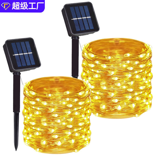 Luces de colores solares Cadena de luces de alambre de cobre LED 
