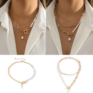 Collar de ojo de perla de imitación empalmado 