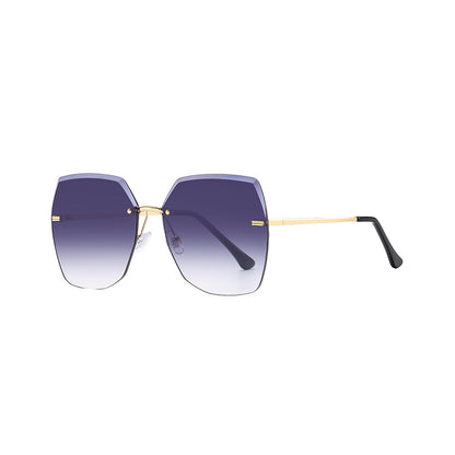 Gafas de sol retro de metal degradado sin montura para mujer al por mayor 