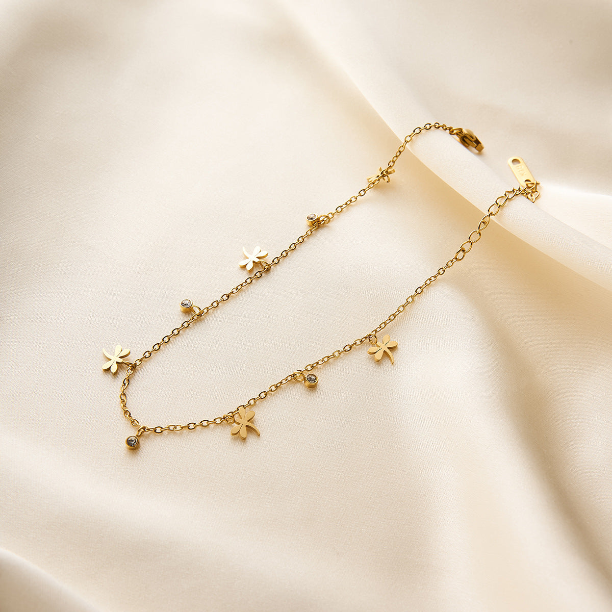 18K Gold Dragonfly Zircon Bracelet