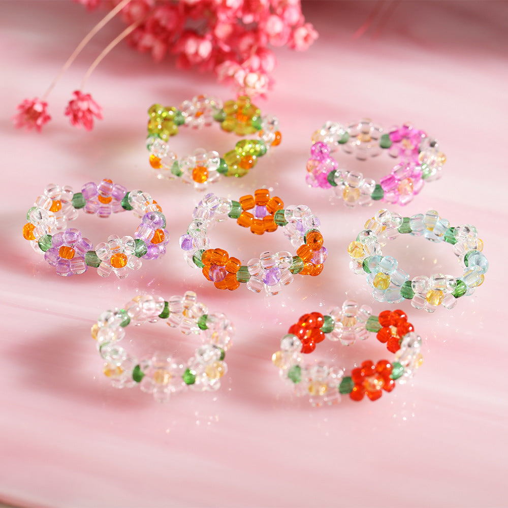 Stretch crystal bead ring