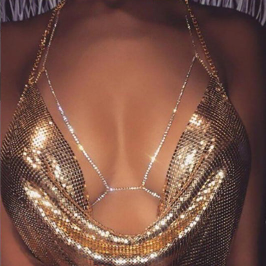 Cadena corporal sexy con brillantes diamantes de imitación 