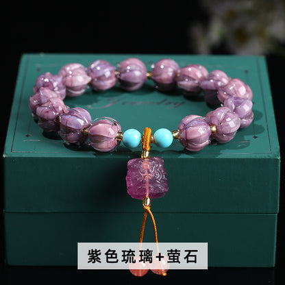 Pulsera Esmaltada Morada Oro Morado Esmaltado Natural 